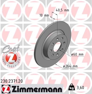 Zimmermann Brake Disc for FIAT GRANDE PUNTO (199_) rear