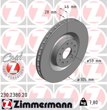 Zimmermann Brake Disc for FIAT DOBLO Pritsche/Fahrgestell (263_) front
