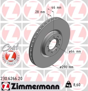 Zimmermann Brake Disc for IVECO DAILY V Kasten/Kombi front