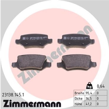 Zimmermann Brake pads for MERCEDES-BENZ B-KLASSE (W245) rear