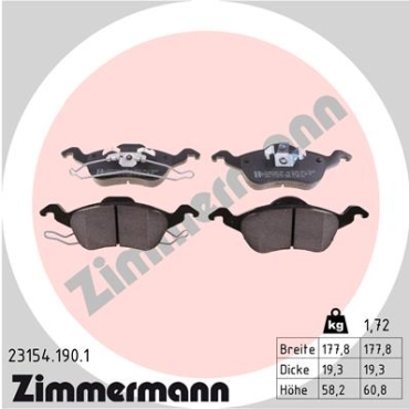 Zimmermann Brake pads for FORD FOCUS (DAW, DBW) front