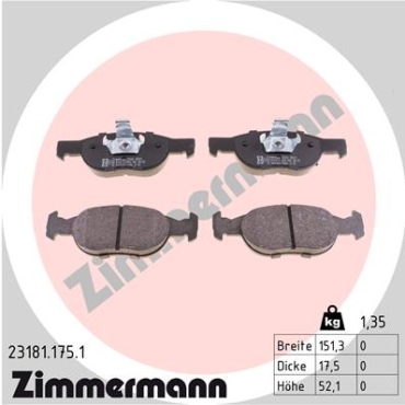 Zimmermann Bremsbeläge für FIAT PUNTO Cabriolet (176_) vorne