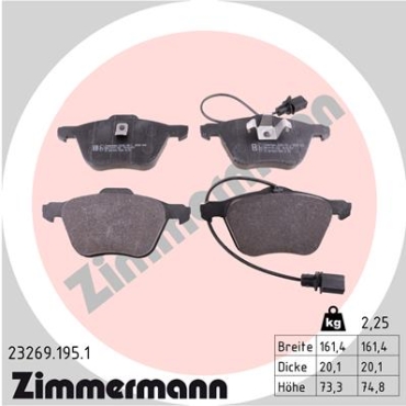 Zimmermann Brake pads for VW SHARAN (7M8, 7M9, 7M6) front