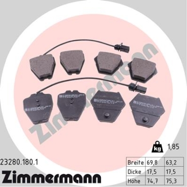 Zimmermann Bremsbeläge für VW PHAETON (3D1, 3D2, 3D3, 3D4, 3D6, 3D7, 3D8, 3D9) vorne