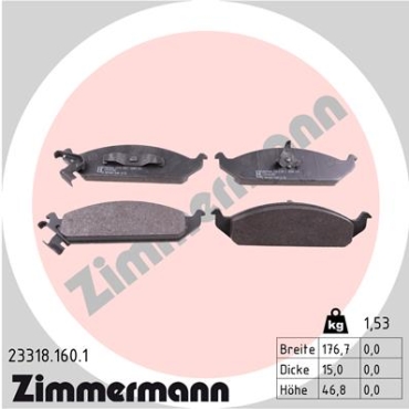 Zimmermann Brake pads for CHRYSLER CIRRUS front