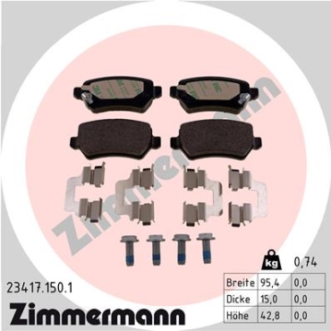 Zimmermann Brake pads for KIA PRO CEE´D (JD) rear