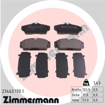 Zimmermann Brake pads for NISSAN ALMERA II (N16) front