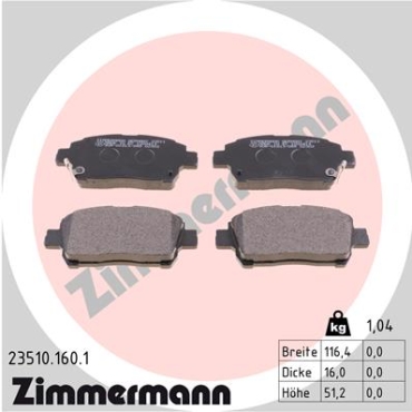 Zimmermann Brake pads for TOYOTA YARIS VERSO (_P2_) front