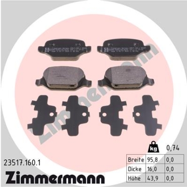 Zimmermann Brake pads for LANCIA LYBRA SW (839_) rear