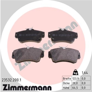 Zimmermann Brake pads for CHRYSLER PT CRUISER (PT_) front