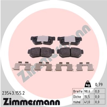Zimmermann Brake pads for HYUNDAI SONATA IV (EF) rear
