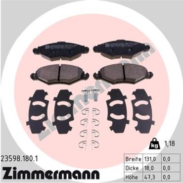 Zimmermann Brake pads for PEUGEOT 206 Schrägheck (2A/C) front