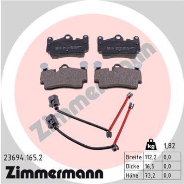 Zimmermann Brake pads for VW TOUAREG (7LA, 7L6, 7L7) rear