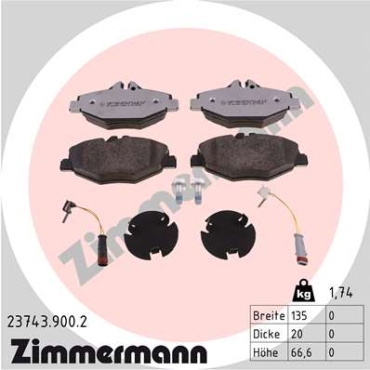 Zimmermann rd:z Brake pads for MERCEDES-BENZ E-KLASSE (W211) front