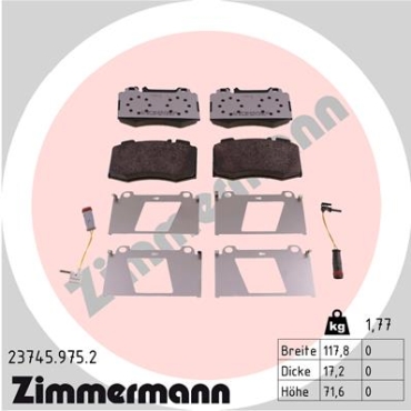 Zimmermann rd:z Brake pads for MERCEDES-BENZ E-KLASSE (W211) front