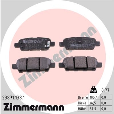 Zimmermann Brake pads for NISSAN QASHQAI / QASHQAI +2 I (J10, JJ10) rear