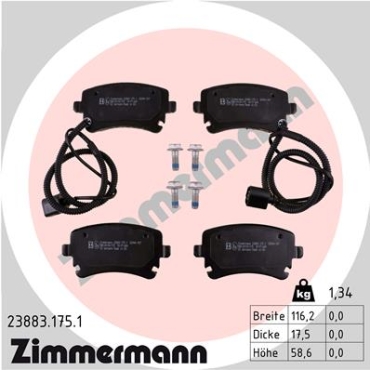 Zimmermann Bremsbeläge für VW PHAETON (3D1, 3D2, 3D3, 3D4, 3D6, 3D7, 3D8, 3D9) hinten