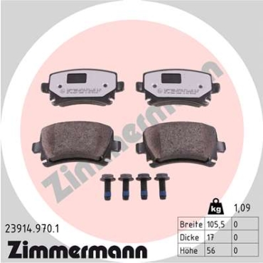 Zimmermann rd:z Bremsbeläge für VW CADDY III Kombi (2KB, 2KJ, 2CB, 2CJ) hinten
