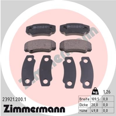 Zimmermann Brake pads for PEUGEOT BOXER Pritsche/Fahrgestell (ZCT_) rear