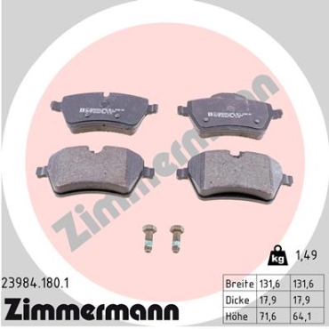 Zimmermann Brake pads for MINI MINI COUNTRYMAN (R60) front