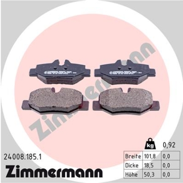 Zimmermann Brake pads for MERCEDES-BENZ VITO / MIXTO Kasten (W639) rear