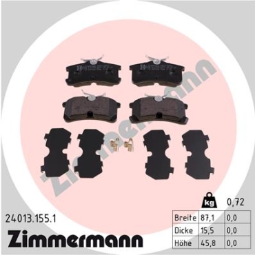 Zimmermann Brake pads for TOYOTA AVENSIS Liftback (_T22_) rear