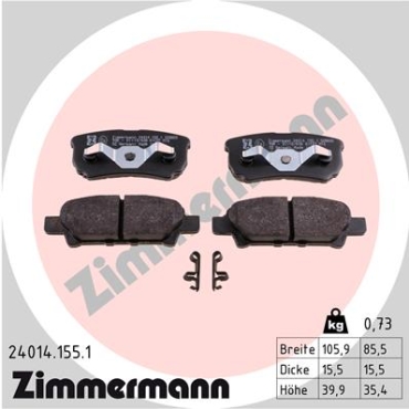 Zimmermann Brake pads for DODGE AVENGER rear