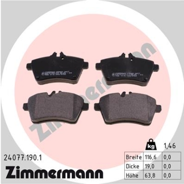 Zimmermann Brake pads for MERCEDES-BENZ A-KLASSE (W169) front