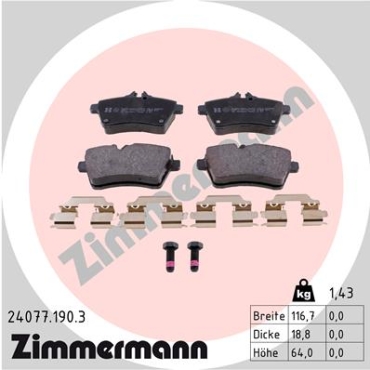 Zimmermann Brake pads for MERCEDES-BENZ A-KLASSE (W169) front