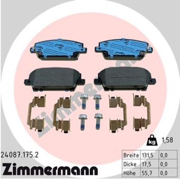 Zimmermann Bremsbeläge für HONDA CIVIC VIII Hatchback (FN, FK) vorne