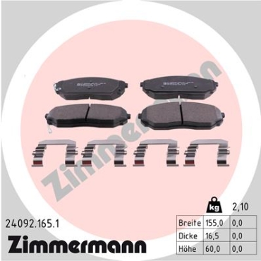 Zimmermann Brake pads for KIA SORENTO I (JC) front