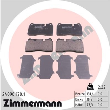 Zimmermann Bremsbeläge für VW TOUAREG (7LA, 7L6, 7L7) vorne