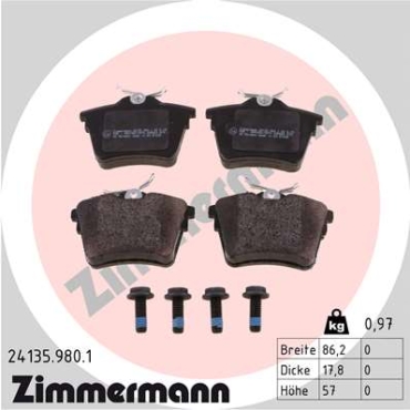 Zimmermann rd:z Brake pads for PEUGEOT 407 Coupe (6C_) rear