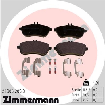 Zimmermann Brake pads for MERCEDES-BENZ C-KLASSE (W204) front