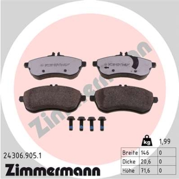 Zimmermann rd:z Bremsbeläge für MERCEDES-BENZ E-KLASSE T-Model (S212) vorne