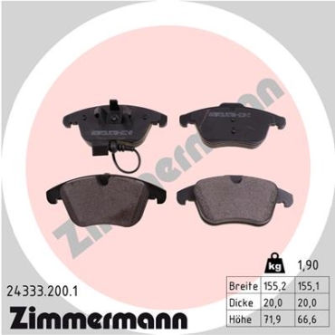 Zimmermann Brake pads for VW SHARAN (7N1, 7N2) front