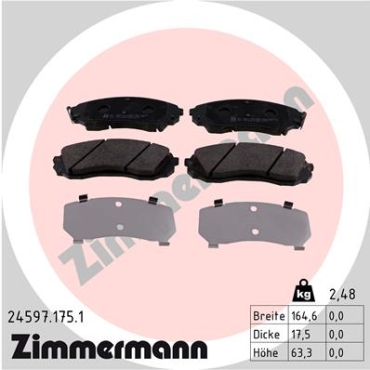 Zimmermann Brake pads for KIA CARNIVAL / GRAND CARNIVAL III (VQ) front