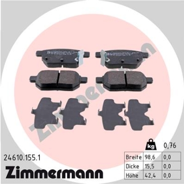 Zimmermann Brake pads for TOYOTA PRIUS (_W3_) rear