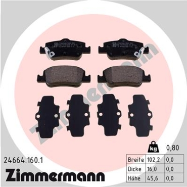 Zimmermann Brake pads for TOYOTA AURIS TOURING SPORTS Kombi (_E18_) rear
