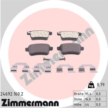 Zimmermann Brake pads for RENAULT KANGOO BE BOP (KW0/1_) rear