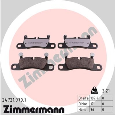 Zimmermann rd:z Bremsbeläge für VW TOUAREG (7P5, 7P6) hinten