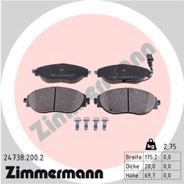 Zimmermann Brake pads for AUDI A3 (8V1, 8VK) front