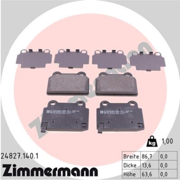 Zimmermann Brake pads for MITSUBISHI LANCER VIII (CY_A, CZ_A) rear