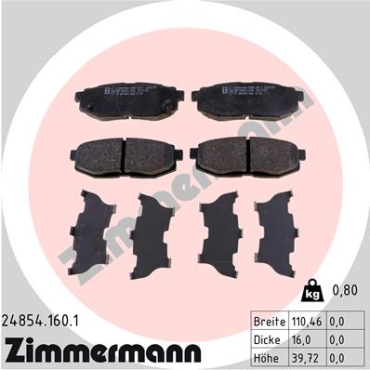 Zimmermann Bremsbeläge für SUBARU IMPREZA Schrägheck (GR, GH, G3) hinten
