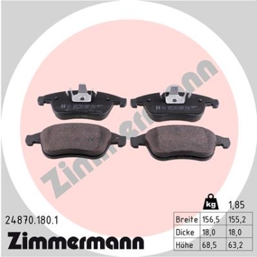 Zimmermann Brake pads for RENAULT LAGUNA III Grandtour (KT0/1) front