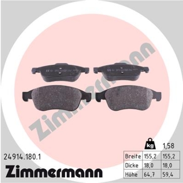 Zimmermann Brake pads for RENAULT MEGANE III Schrägheck (BZ0/1_) front