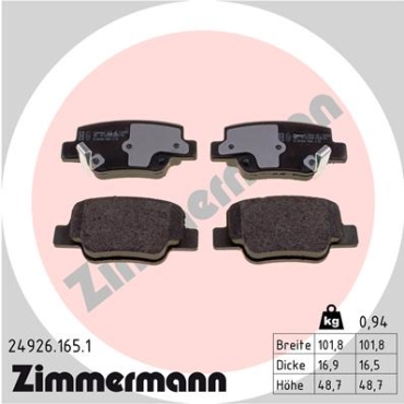 Zimmermann Brake pads for TOYOTA VERSO (_R2_) rear