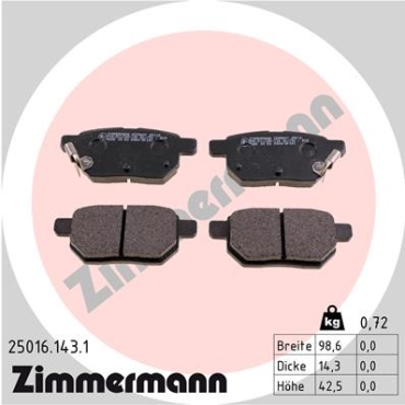 Zimmermann Brake pads for TOYOTA PRIUS PLUS (_W4_) rear