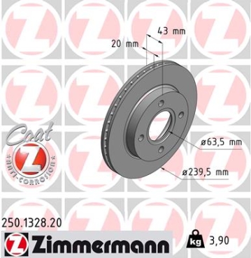Zimmermann Brake Disc for FORD ESCORT VI (GAL) front