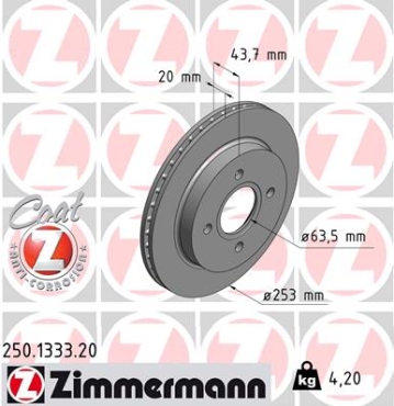 Zimmermann Brake Disc for FORD SCORPIO II Turnier (GNR, GGR) rear